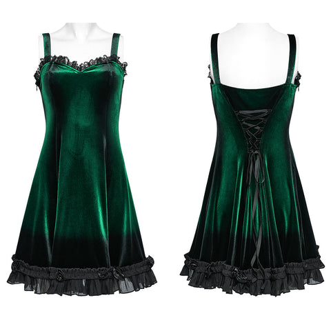 Goth gradient printed velvet dress