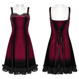 Goth gradient printed velvet dress