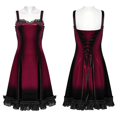 Goth gradient printed velvet dress