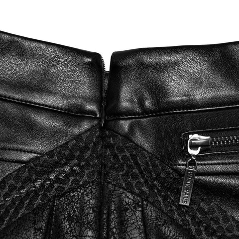 Punk personalized pleated leather skirt