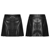 Punk personalized pleated leather skirt