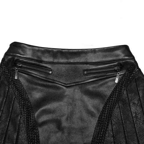 Punk personalized pleated leather skirt
