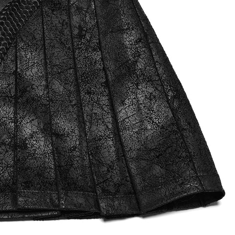 Punk personalized pleated leather skirt