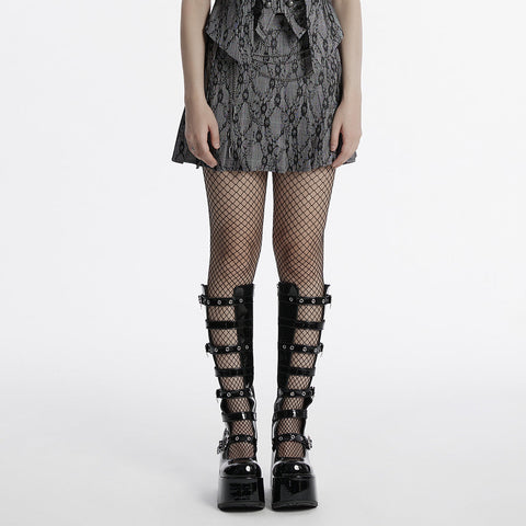 Punk patterned pleated skirt