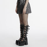 Punk patterned pleated skirt