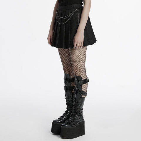 Punk patterned pleated skirt