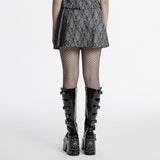 Punk patterned pleated skirt