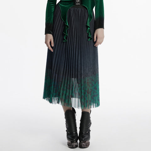 Goth Skull Print Gradient Skirt