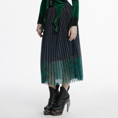 Goth Skull Print Gradient Skirt