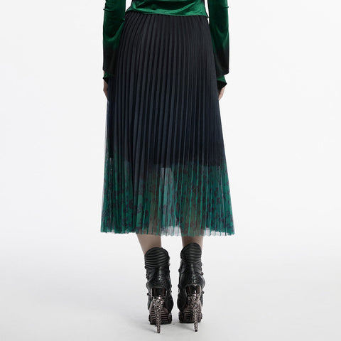 Goth Skull Print Gradient Skirt