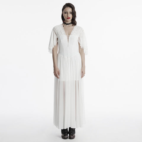 Goth Elegant V-Neck Lace Dress