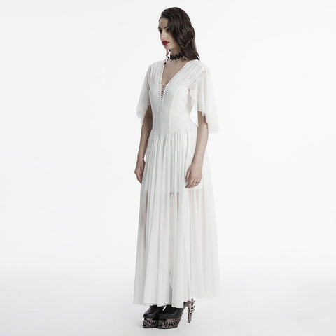 Goth Elegant V-Neck Lace Dress