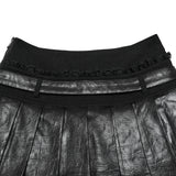 Punk pleated leather skirt