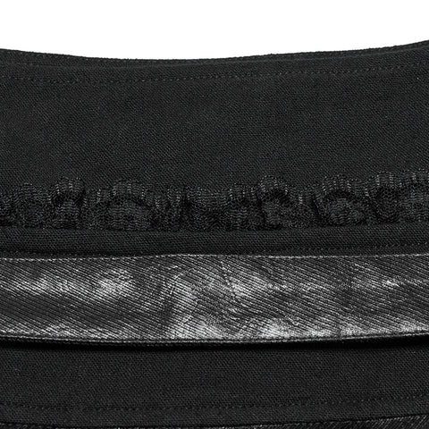 Punk pleated leather skirt