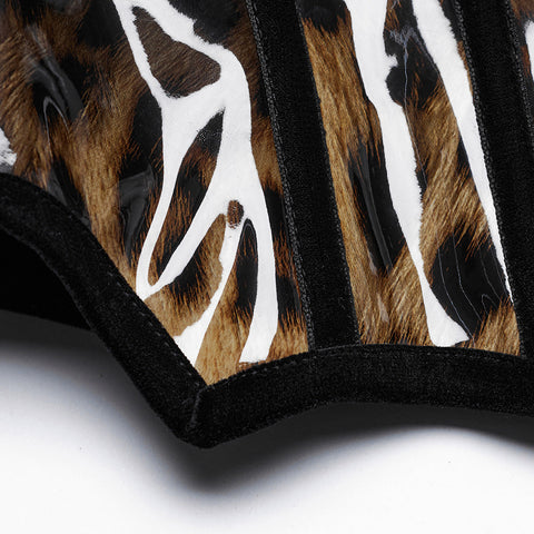 Goth leopard print patent leather corset