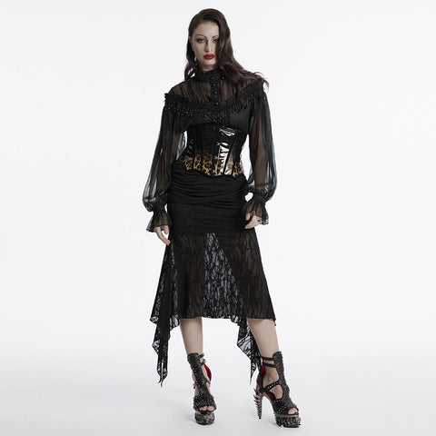 Goth leopard print patent leather corset