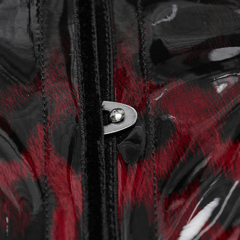 Goth leopard print patent leather corset