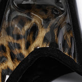 Goth leopard print patent leather corset