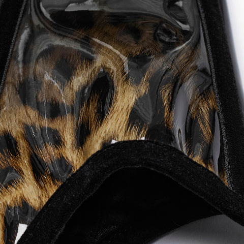 Goth leopard print patent leather corset