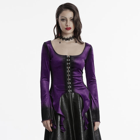 Goth Gradient Printed Velvet T-shirt