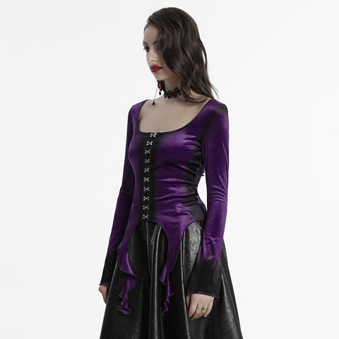 Goth Gradient Printed Velvet T-shirt
