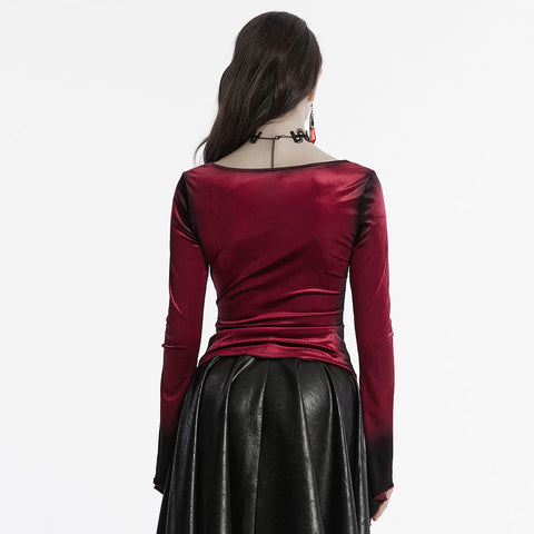 Goth Gradient Printed Velvet T-shirt