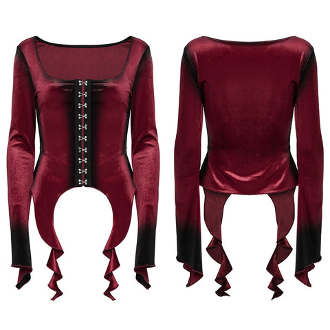Goth Gradient Printed Velvet T-shirt