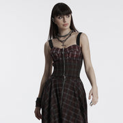 Punk gradient plaid vest
