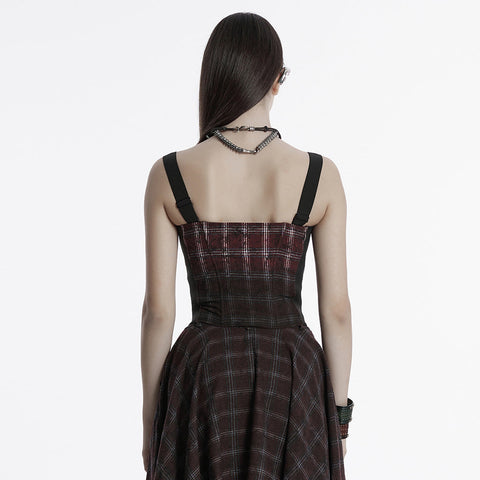Punk gradient plaid vest