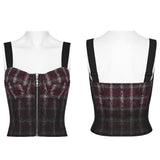 Punk gradient plaid vest