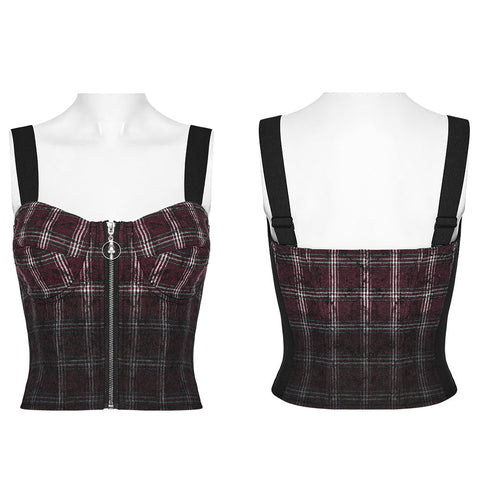 Punk gradient plaid vest
