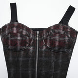 Punk gradient plaid vest