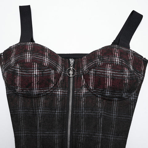 Punk gradient plaid vest