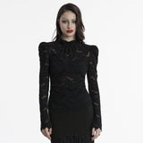 Gothic stand collar lace T-shirt
