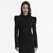 Gothic stand collar lace T-shirt