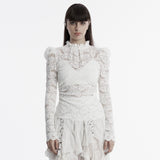 Gothic stand collar lace T-shirt