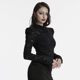 Gothic stand collar lace T-shirt