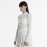 Gothic stand collar lace T-shirt