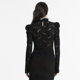 Gothic stand collar lace T-shirt