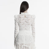 Gothic stand collar lace T-shirt