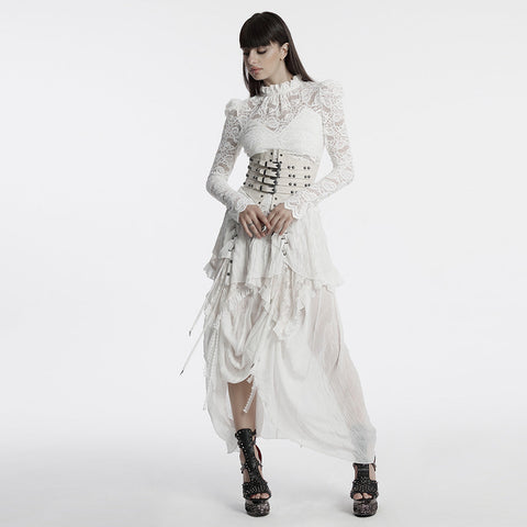Gothic stand collar lace T-shirt
