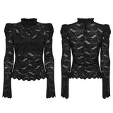 Gothic stand collar lace T-shirt