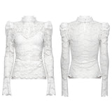 Gothic stand collar lace T-shirt