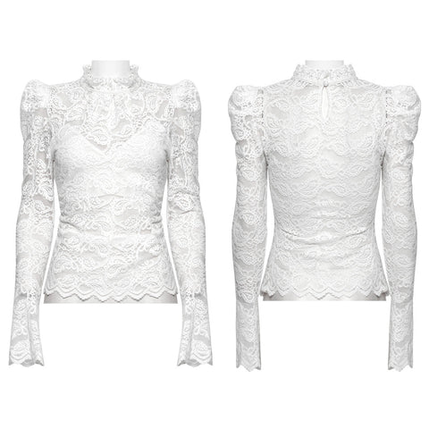 Gothic stand collar lace T-shirt