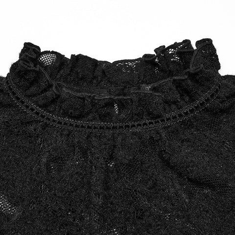 Gothic stand collar lace T-shirt
