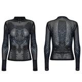 Cyber Skull Gradient Printed T-shirt