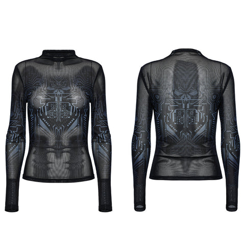 Cyber Skull Gradient Printed T-shirt