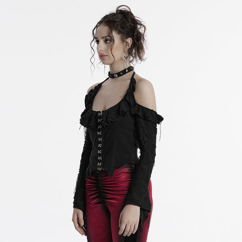 Sexy Ruffled Daily Gothic T-shirt