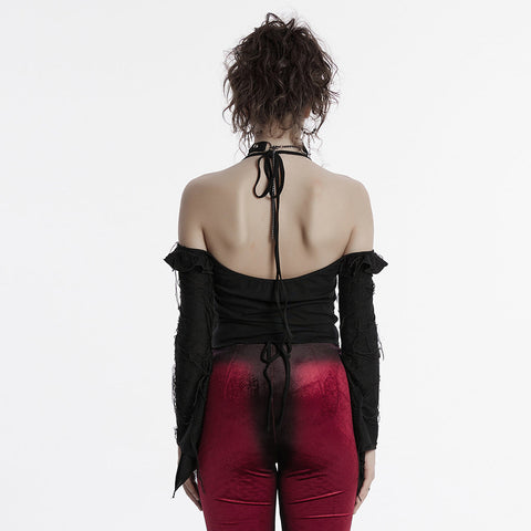 Sexy Ruffled Daily Gothic T-shirt