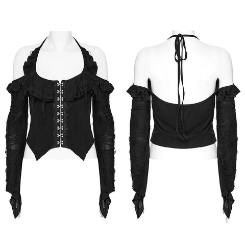 Sexy Ruffled Daily Gothic T-shirt